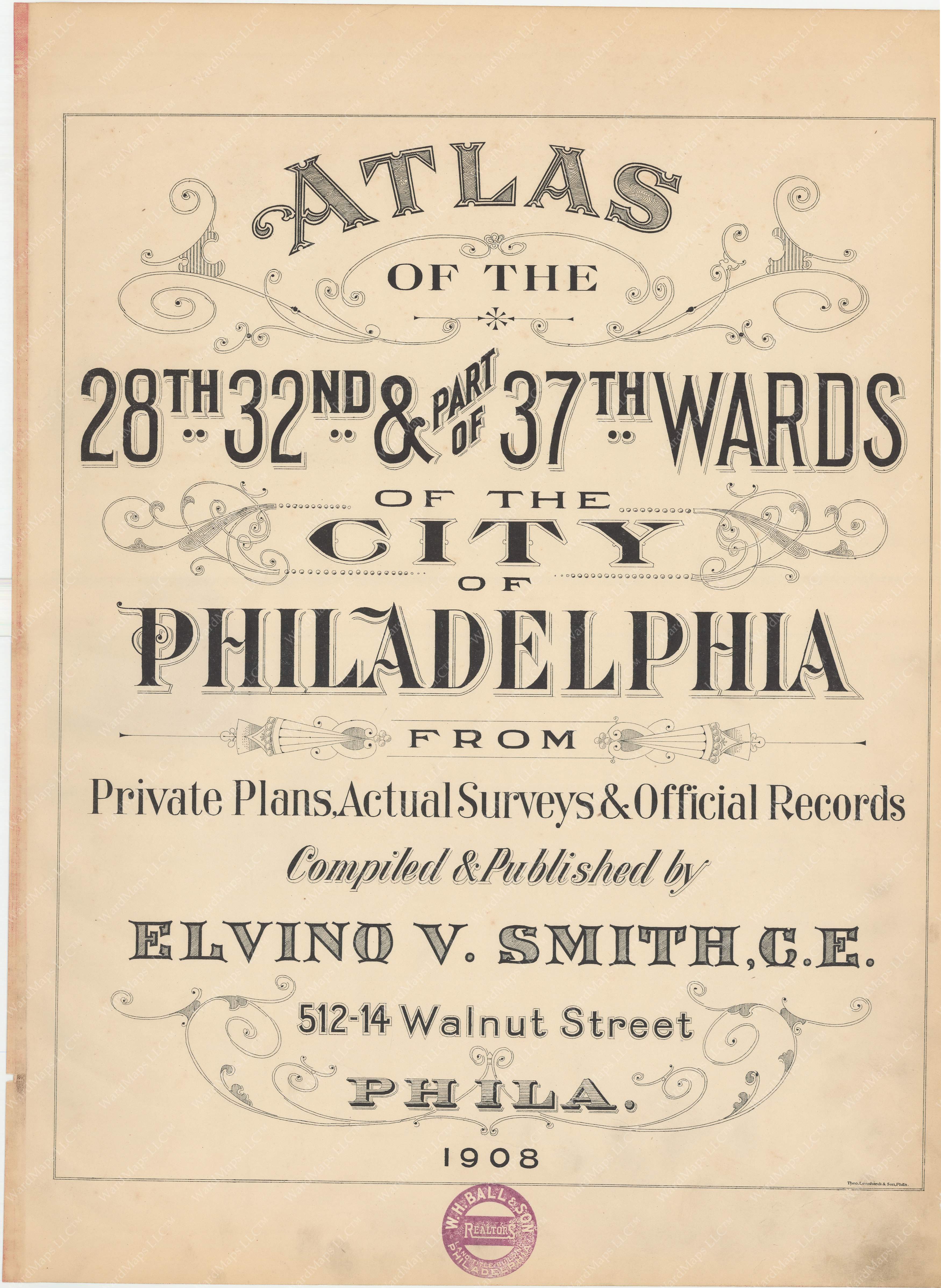 Antique Center City Philadelphia, Pennsylvania 1908 Elvino V Smith Atlas Map – Midtown Village, hotsell Gayborhood, City Hall, Market Street PA PHL