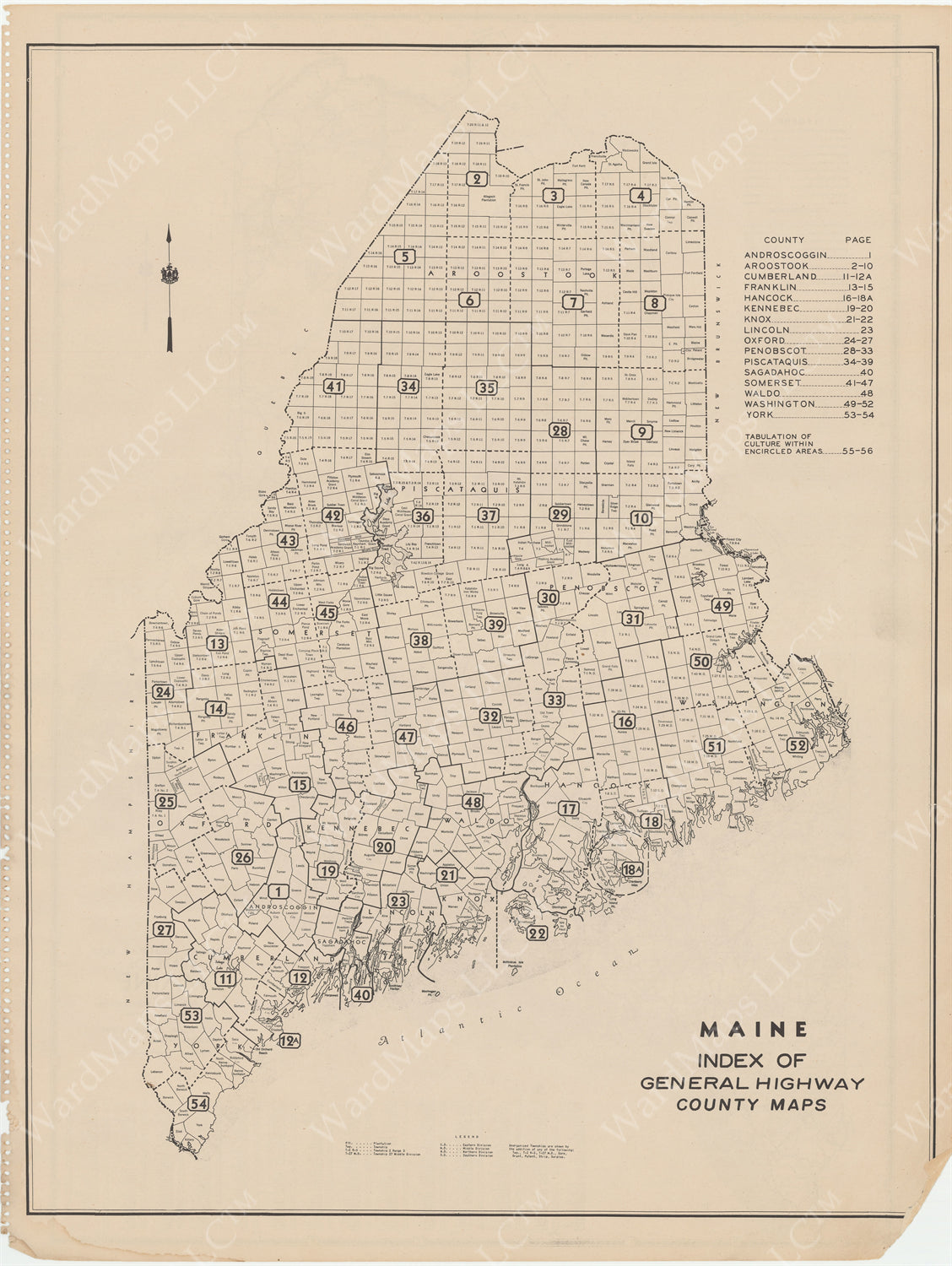 Maine General Highway County Maps 1938 – Wardmaps Llc