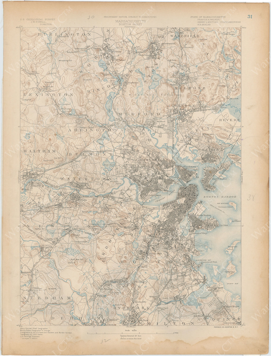 Antique Newton, Massachusetts 1948 US Geological Survey Topographic Map – Middlesex County, Boston, newest Waltham, Needham, Watertown Hyde Park MA