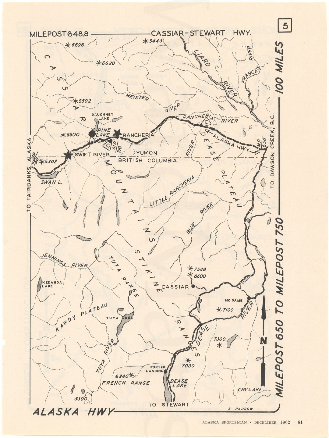 Alaska Highway 05: Milepost 650 to 750 (British Columbia; Yukon) 1962
