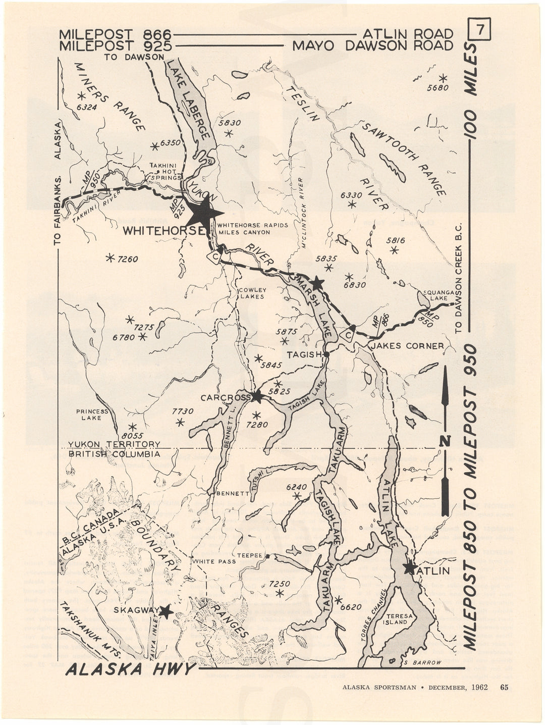 Alaska Highway 07: Milepost 850 to 950 (Yukon) 1962