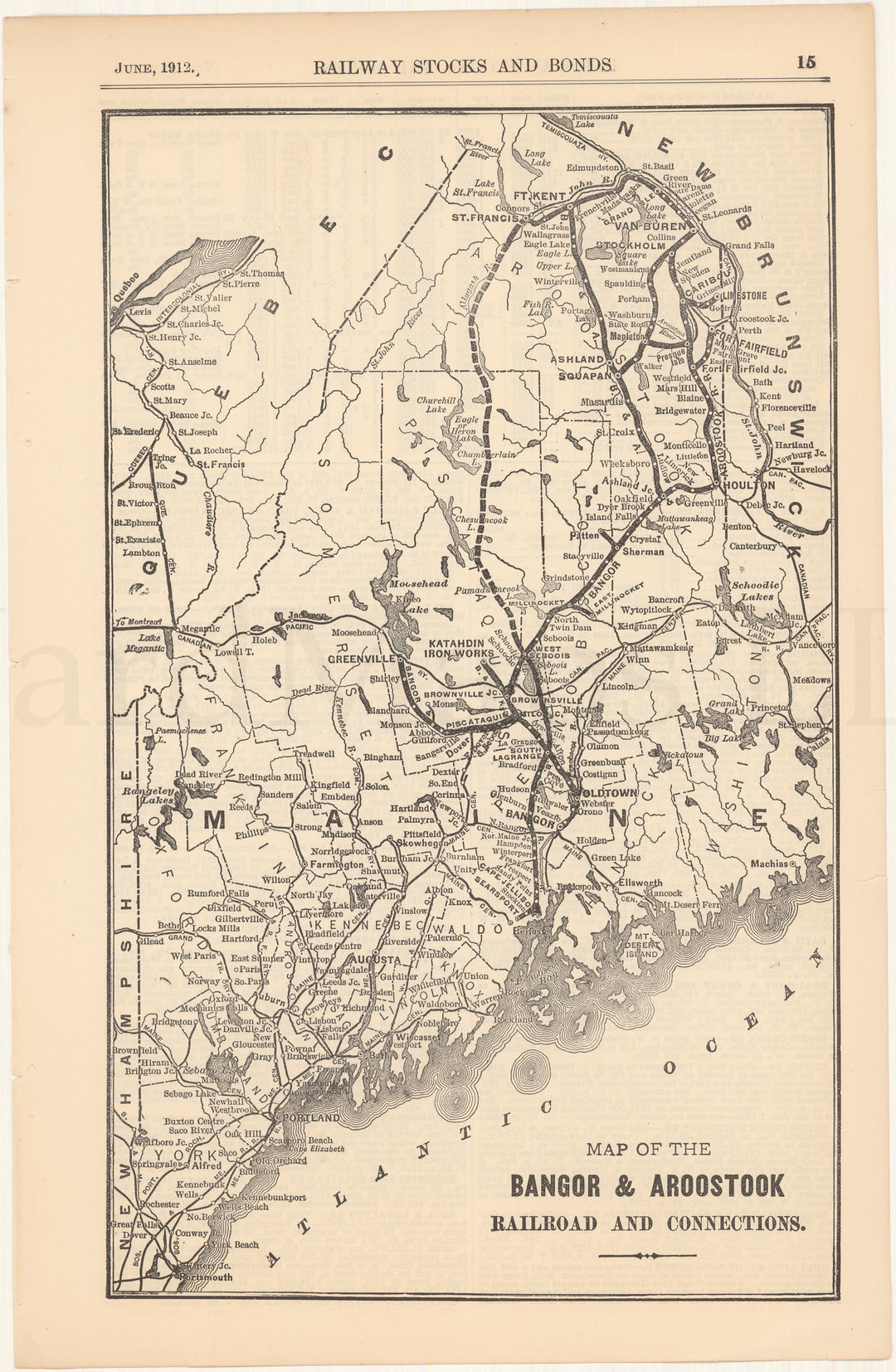 Bangor & Aroostook Railroad (Maine) and Connections 1912