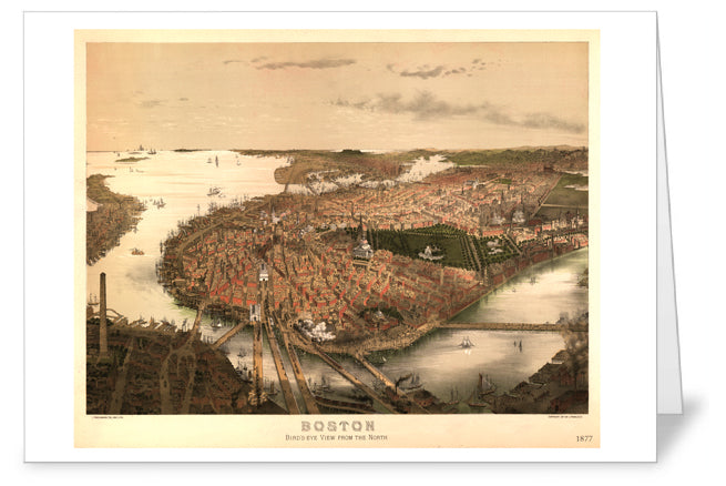Boston, Massachusetts 1877 Map Greeting Card