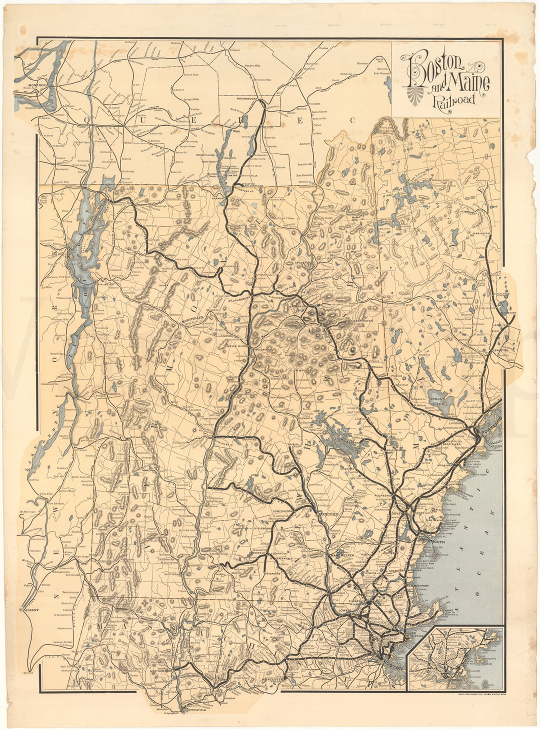 Boston & Maine Railroad System Map Circa 1890