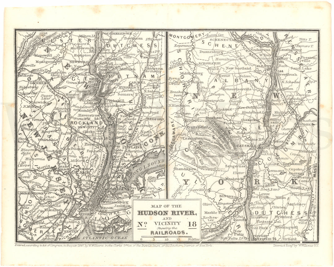 New York Railroads 1850: Greater New York City and Hudson River