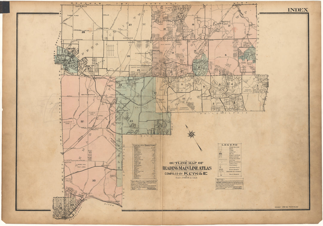 Montgomery County, Pennsylvania 1927 Index Map