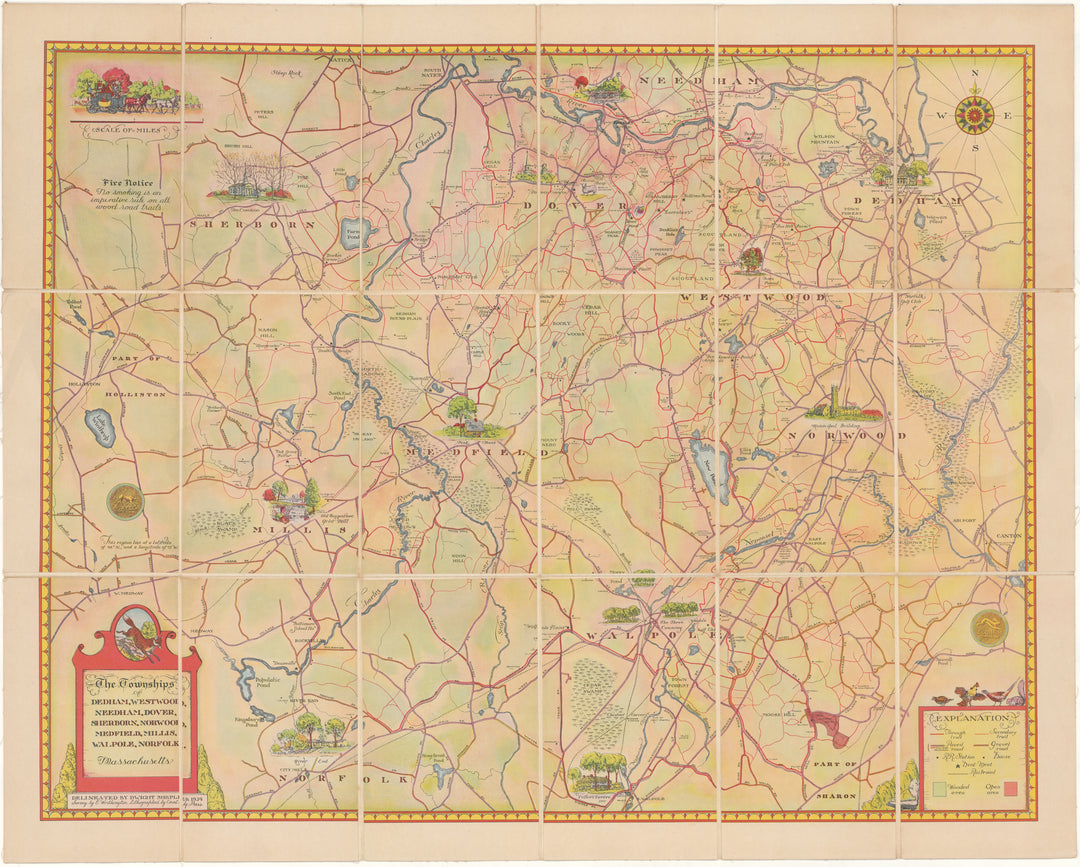 Dedham, Westwood, Needham, Dover, Sherborn, Norwood, Medfield, Millis, Walpole, and Norfolk Massachusetts 1934