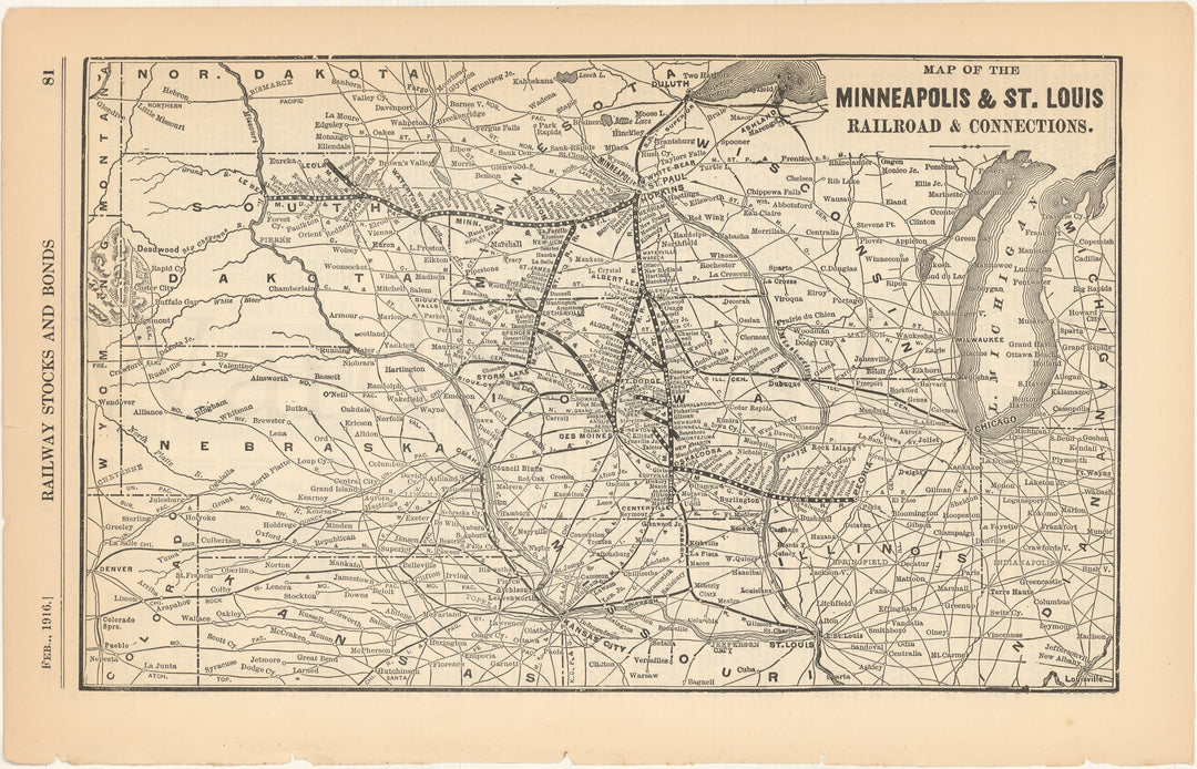 Minneapolis & Saint Louis Railroad and Connections 1916