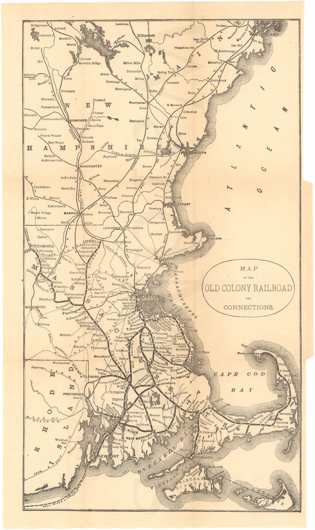 Old Colony Railroad and Connections (Massachusetts) 1884