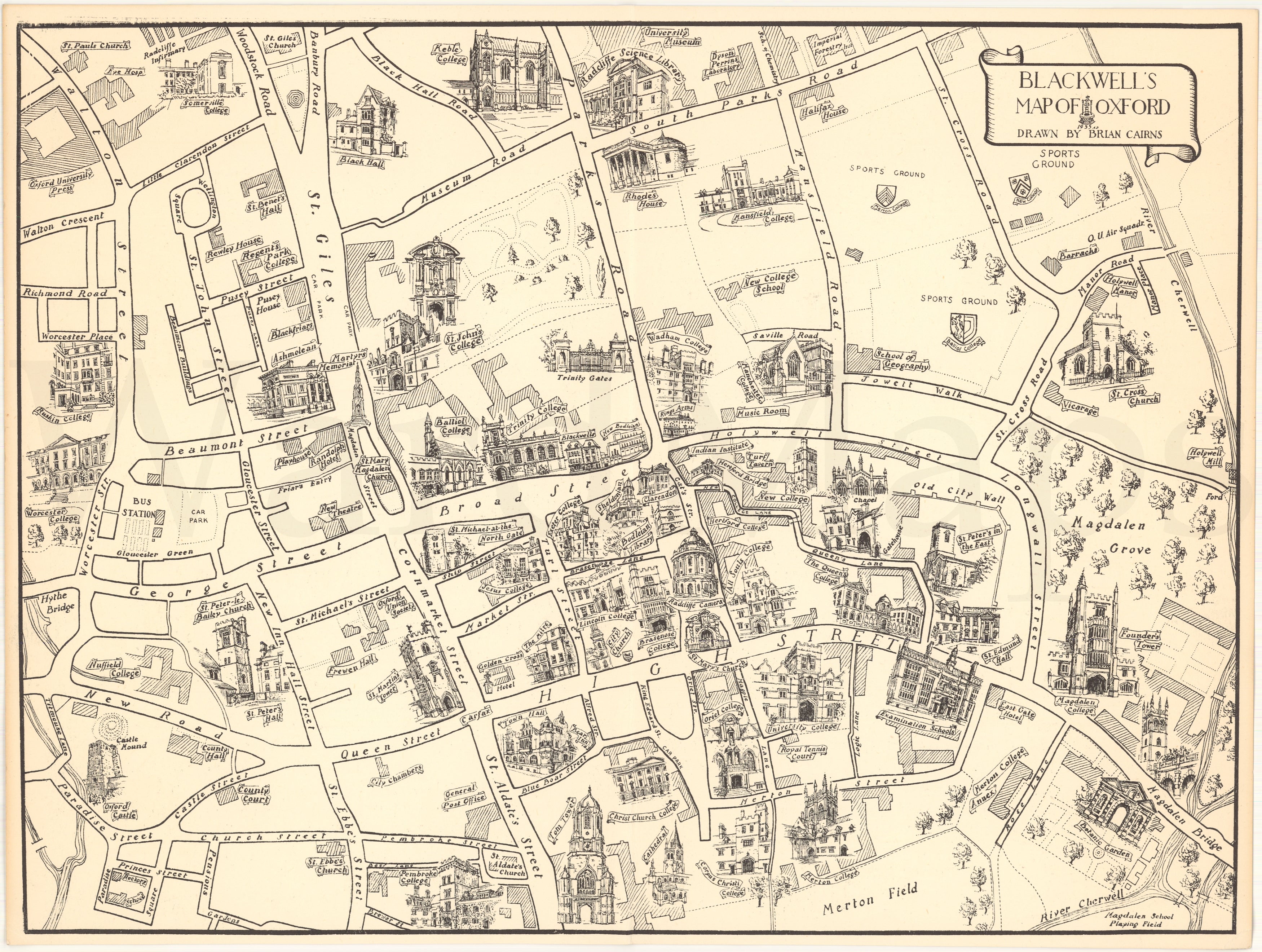 Oxford, England Circa 1955 – WardMaps LLC