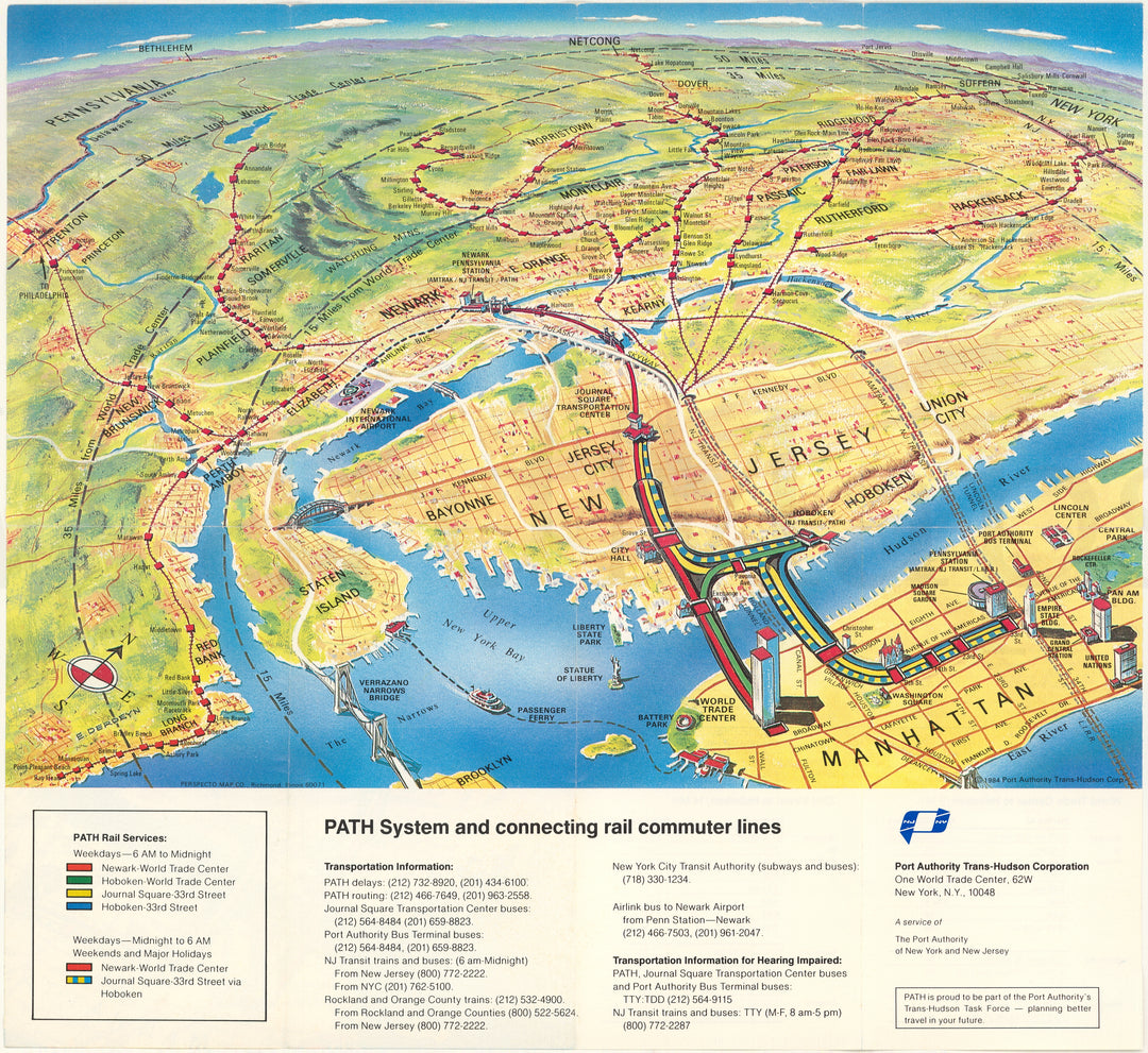 PATH System Map (New York & New Jersey) 1986