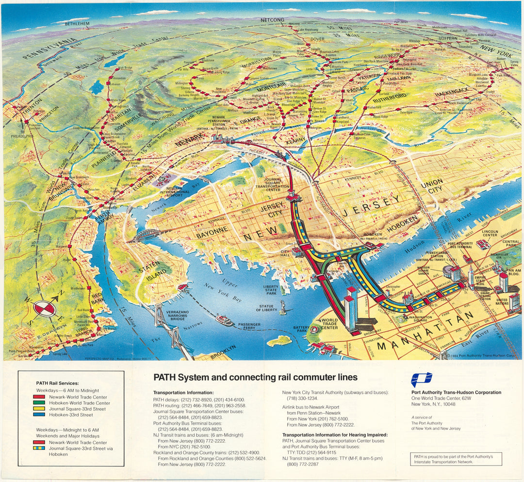 PATH System Map (New York & New Jersey) 1987
