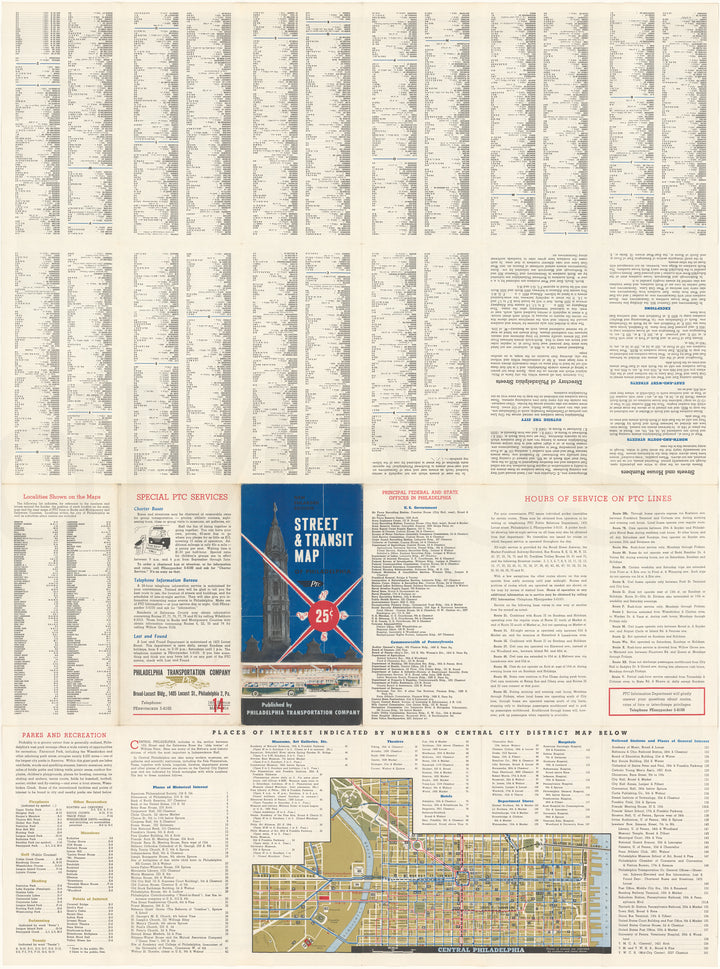 Philadelphia Transportation Co. (Pennsylvania) System Map 1954 May