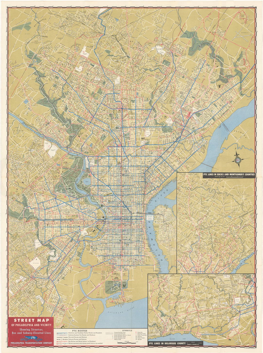 Philadelphia Transportation Co. (Pennsylvania) System Map 1954 May