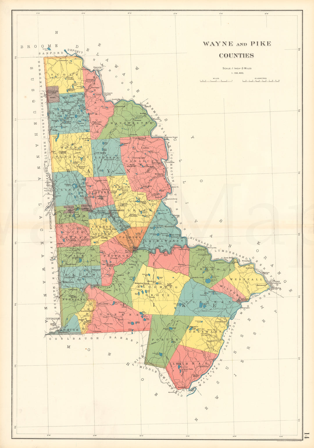 Pennsylvania 1901 Plate 14: Pike and Wayne Counties