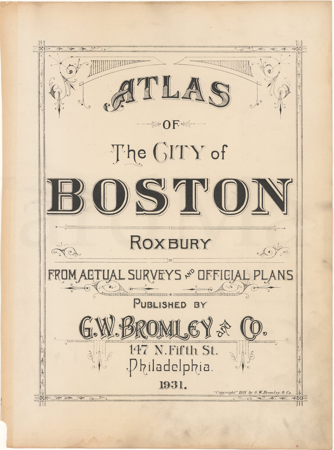 Roxbury, Massachusetts 1931 Title Page