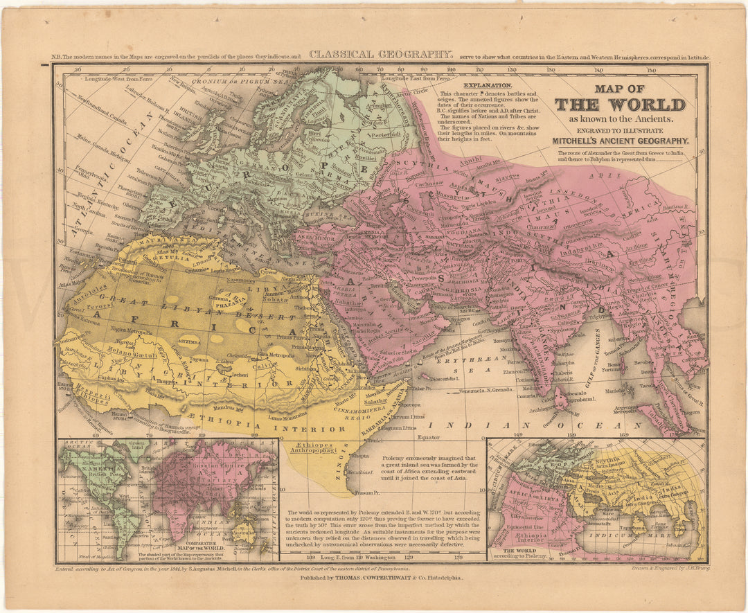 The World as Known to the Ancients Classical Map Pub. 1847
