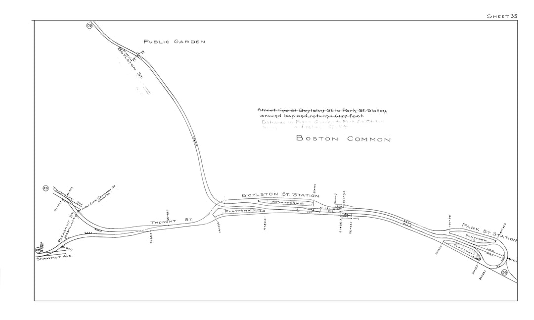BERy Track Milage Map 1914 Plate 35: Boston, Massachusetts