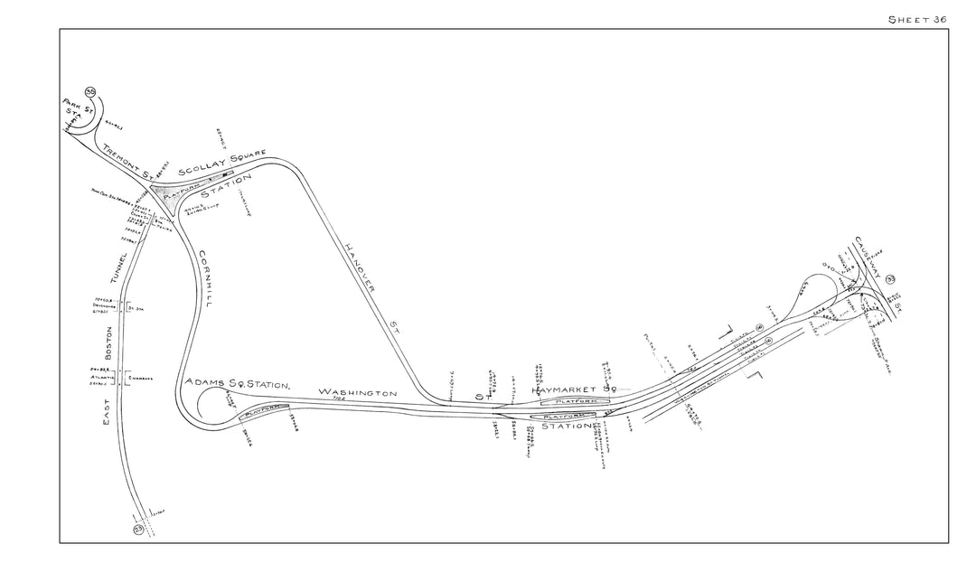 BERy Track Milage Map 1914 Plate 36: Boston, Massachusetts