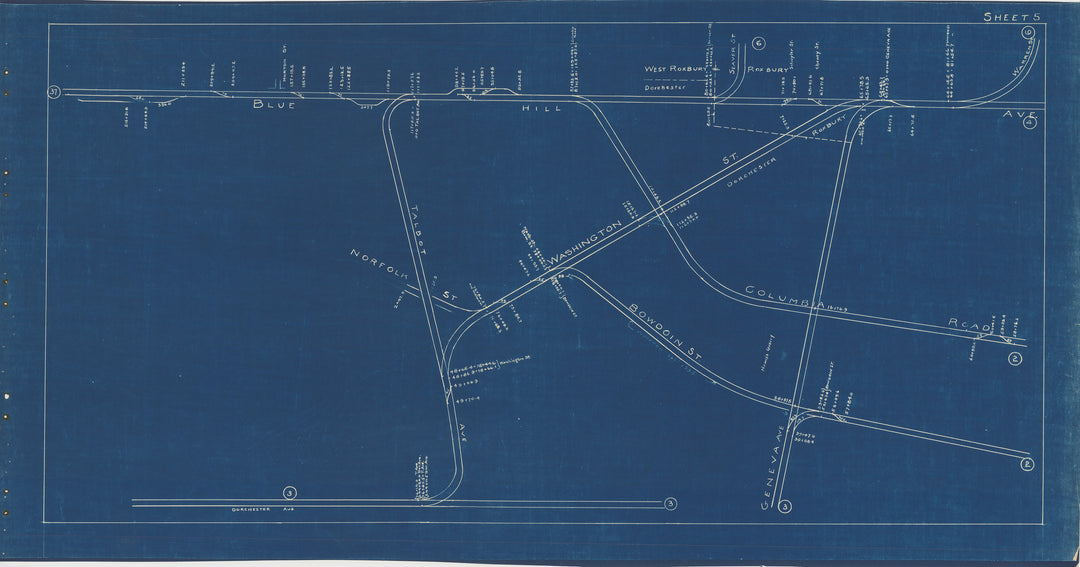 BERy Track Milage Map 1936 Plate 05: Dorchester and Roxbury, Massachusetts