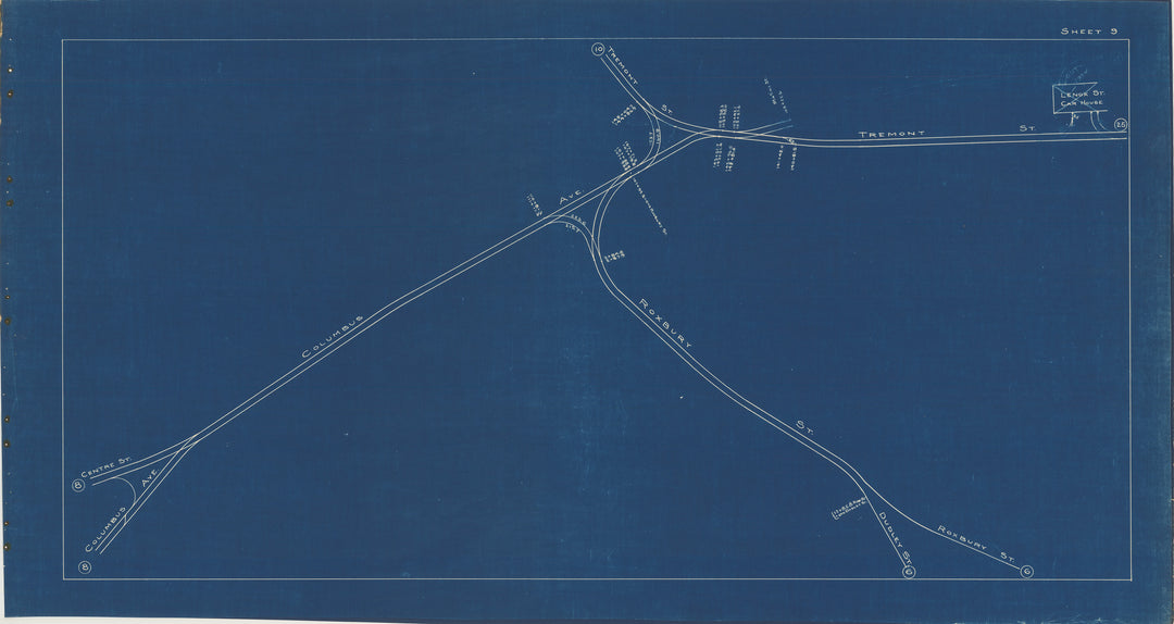 BERy Track Milage Map 1936 Plate 09: Roxbury, Massachusetts