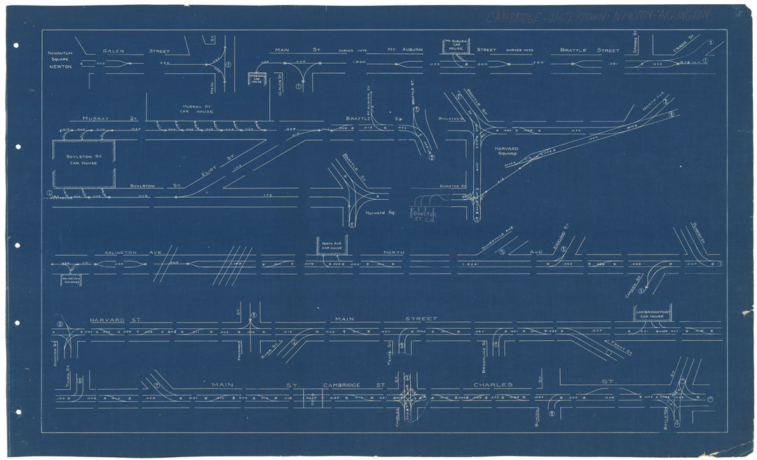 West End Track Milage Map 1892 Plate 05: Cambridge, Massachusetts