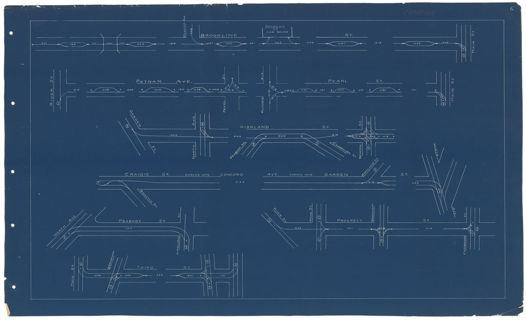 West End Track Milage Map 1892 Plate 06: Cambridge, Massachusetts
