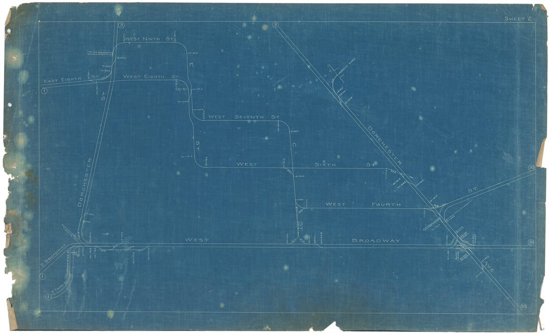BERy Track Milage Map 1908 Plate 02: South Boston, Massachusetts