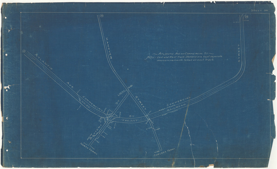 BERy Track Milage Map 1908 Plate 34: Boston, Massachusetts