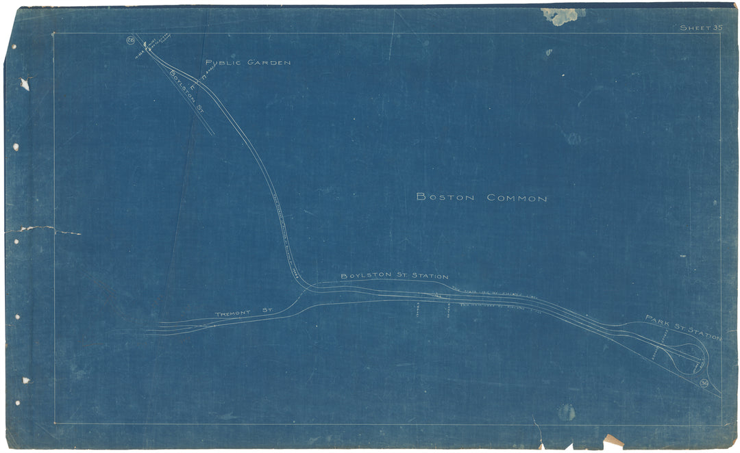 BERy Track Milage Map 1908 Plate 35: Boston, Massachusetts