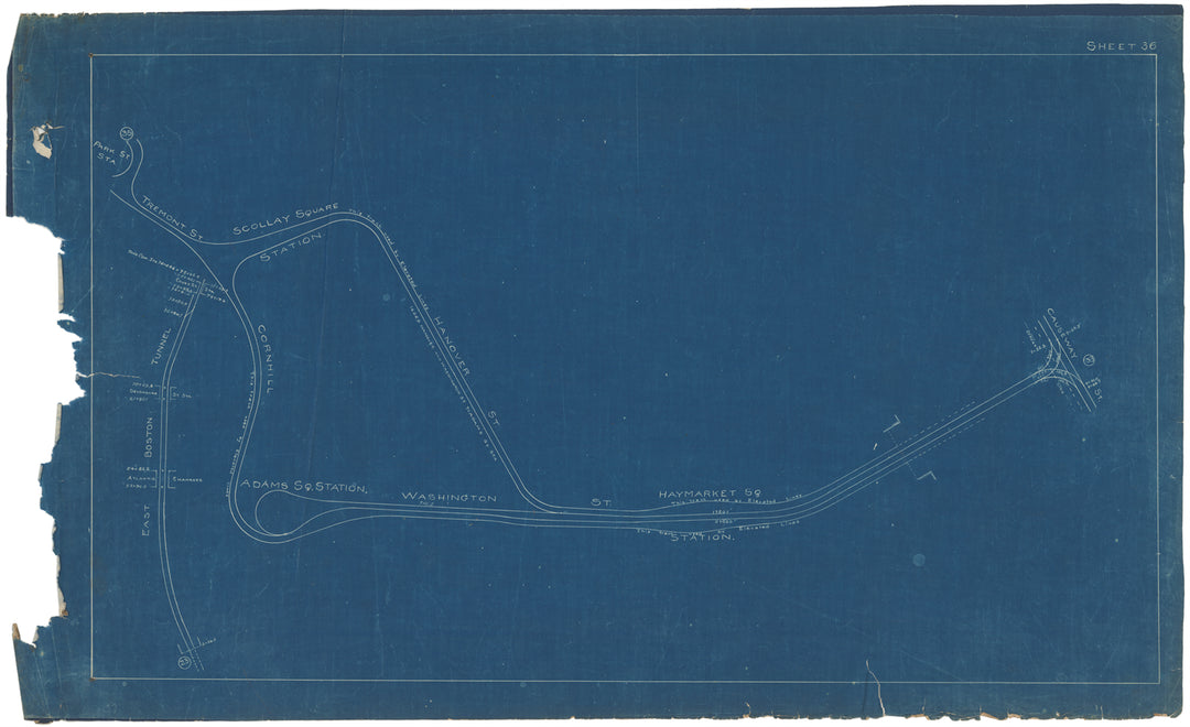 BERy Track Milage Map 1908 Plate 36: Boston, Massachusetts