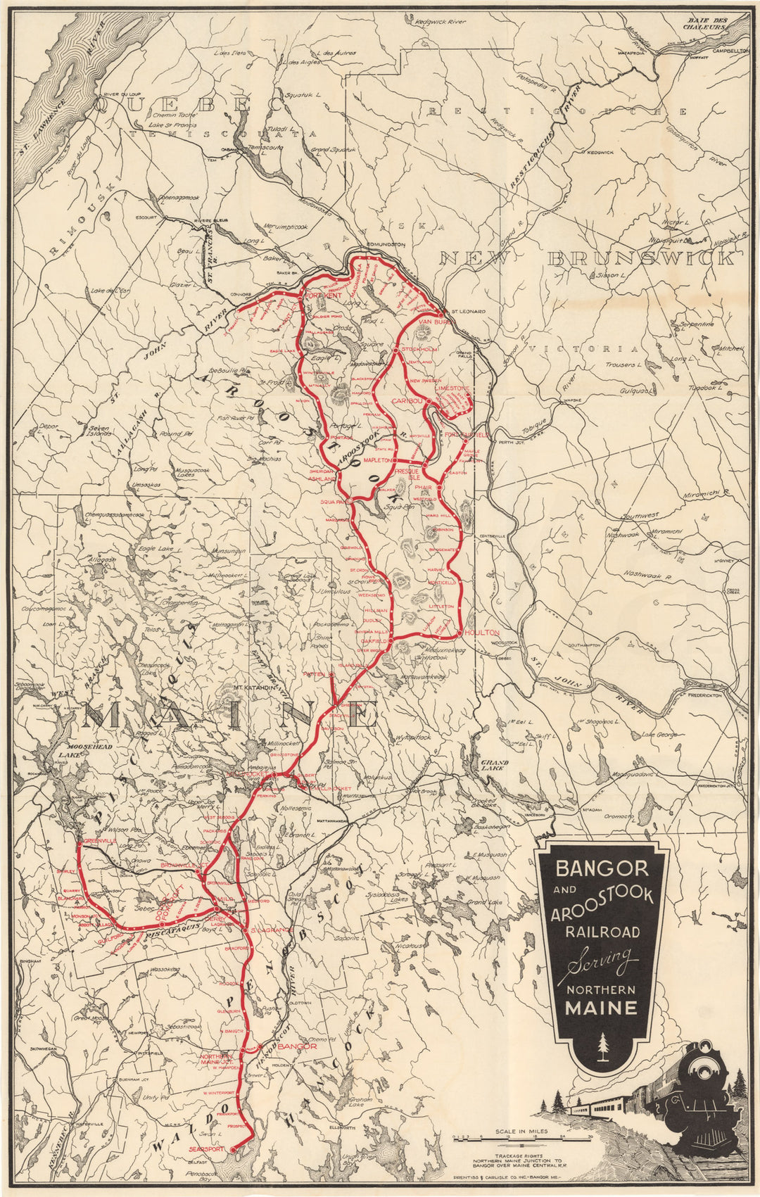 Bangor & Aroostook Railroad System Map