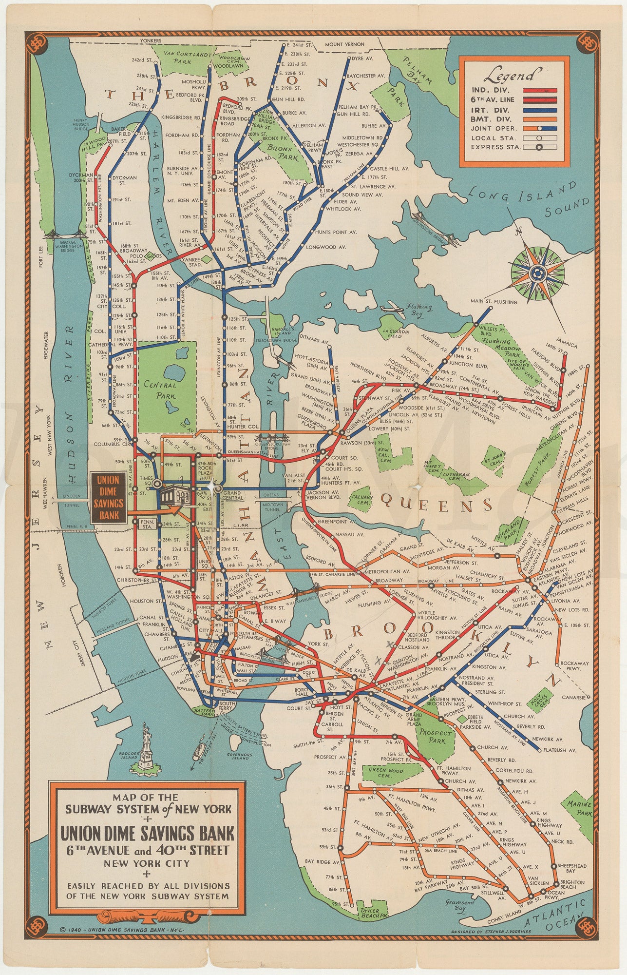 New York City Subway Map 1940