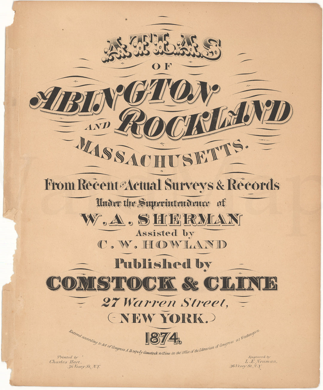 Abington and Rockland, Massachusetts 1874 Title Page