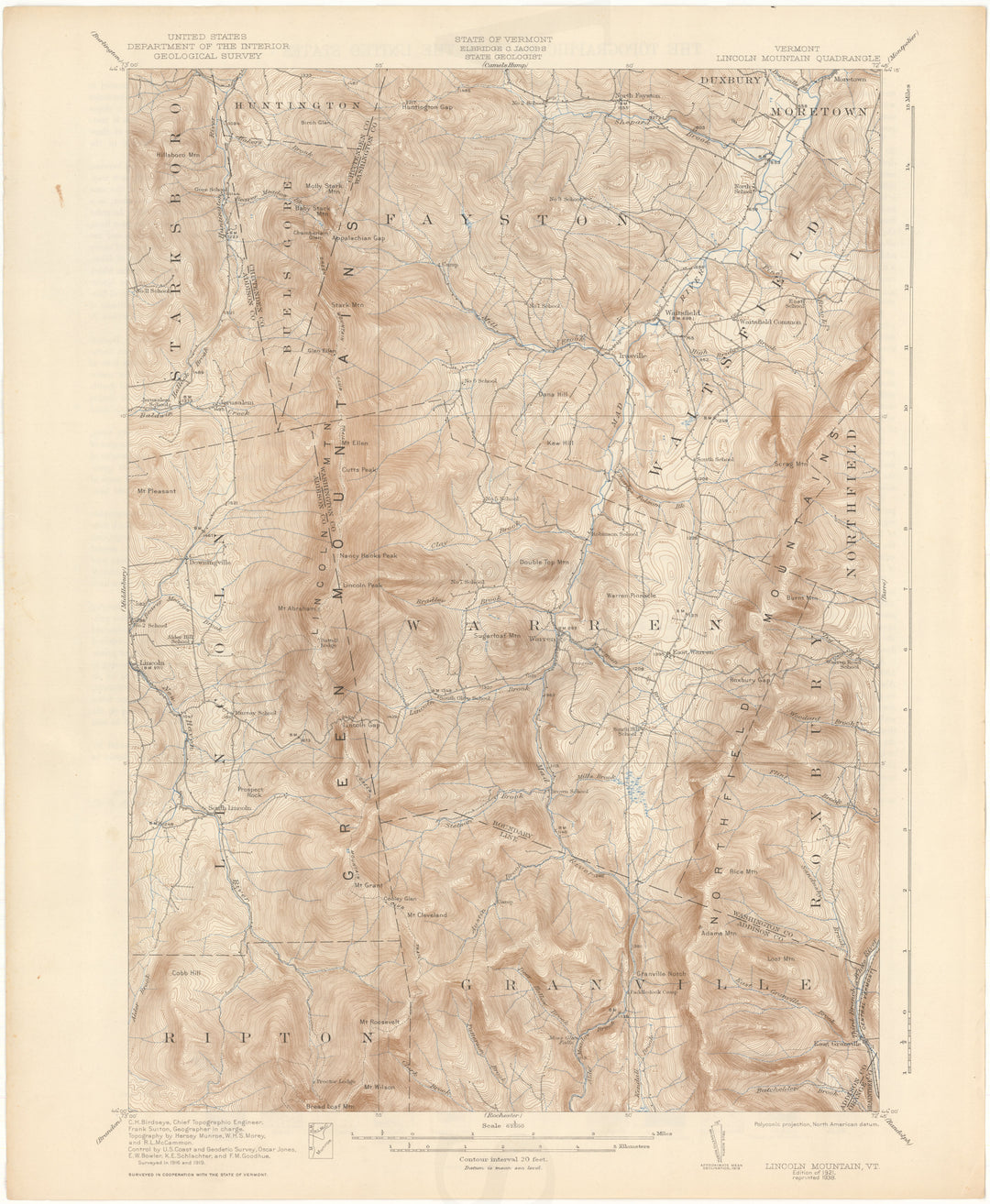 USGS Vermont: Lincoln Mountain Sheet 1938