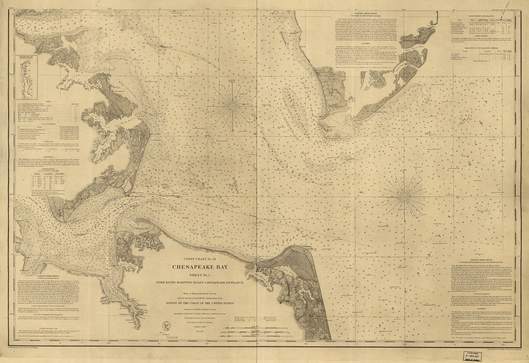 Chesapeake Bay Sheet 01: York River - Hampton Roads - Chesapeake Entrance (Virginia) 1863