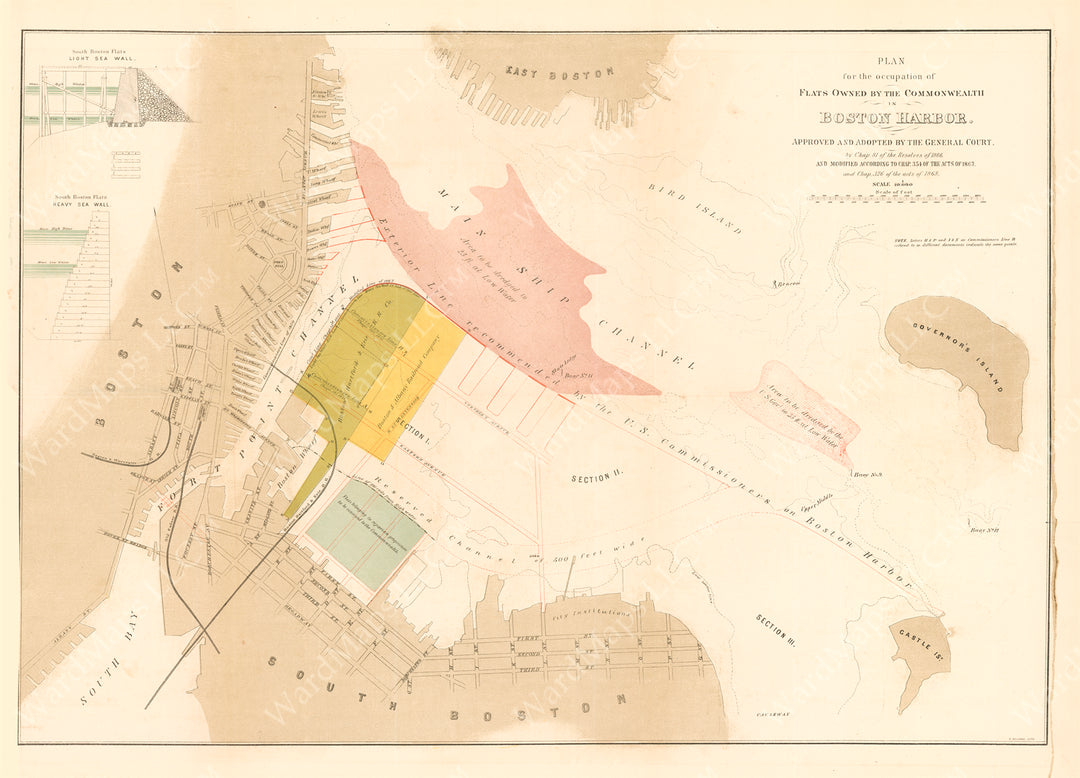 Plan for Occupation of Commonwealth Flats in Boston Harbor, Massachusetts 1868