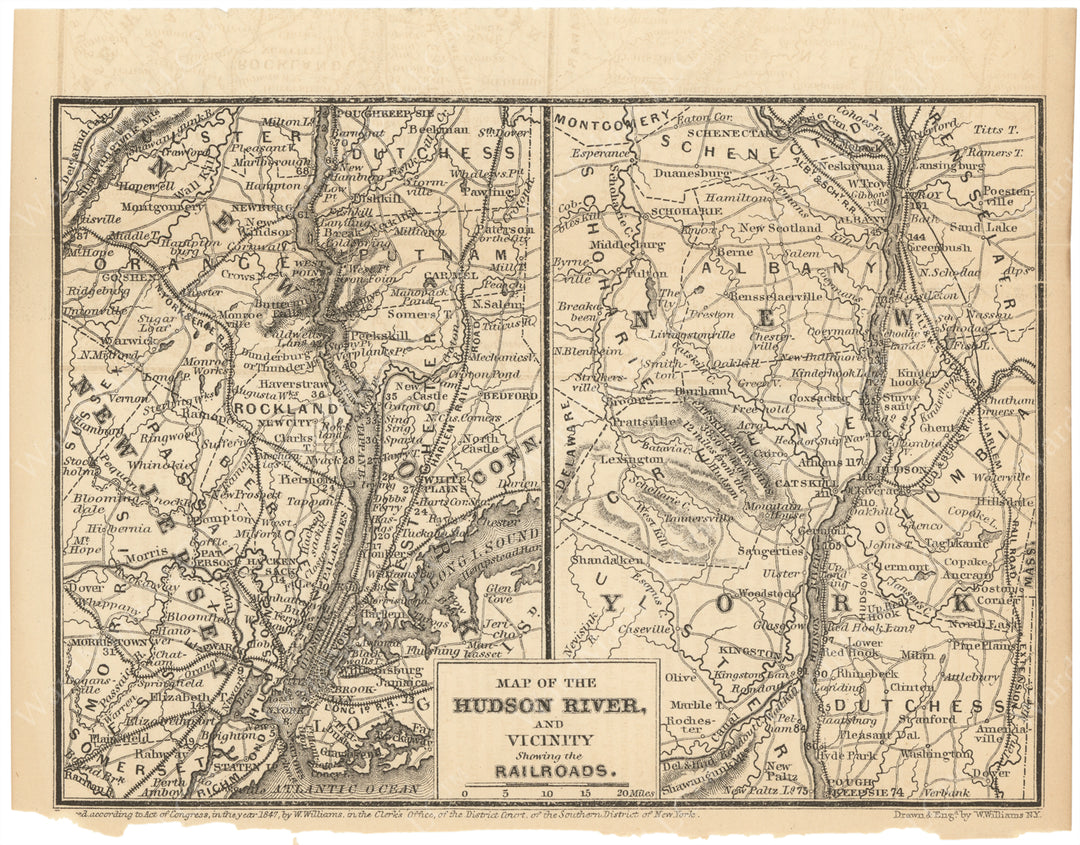 New York Railroads 1860: Greater New York City and Hudson River