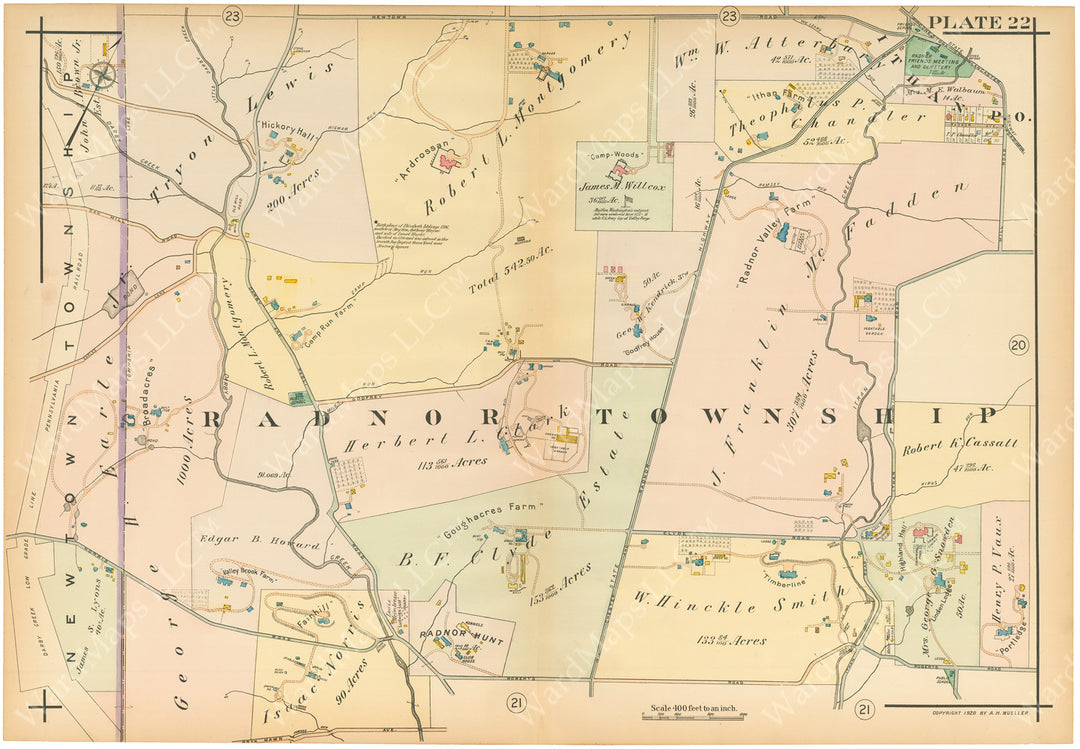 Main Line Properties Overbrook to Paoli, Pennsylvania 1920 Plate 022: Radnor Township