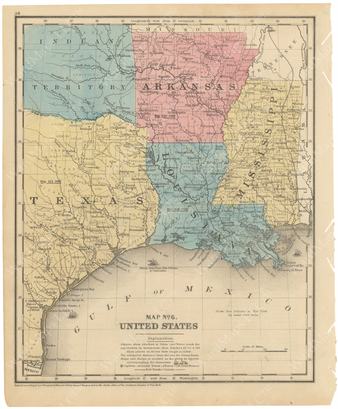 Arkansas, Louisiana, Mississippi, Oklahoma, and Texas 1853
