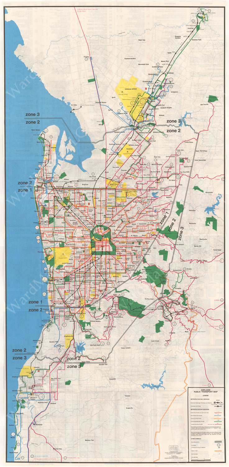 Adelaide (South Australia) Transit System Map 1981