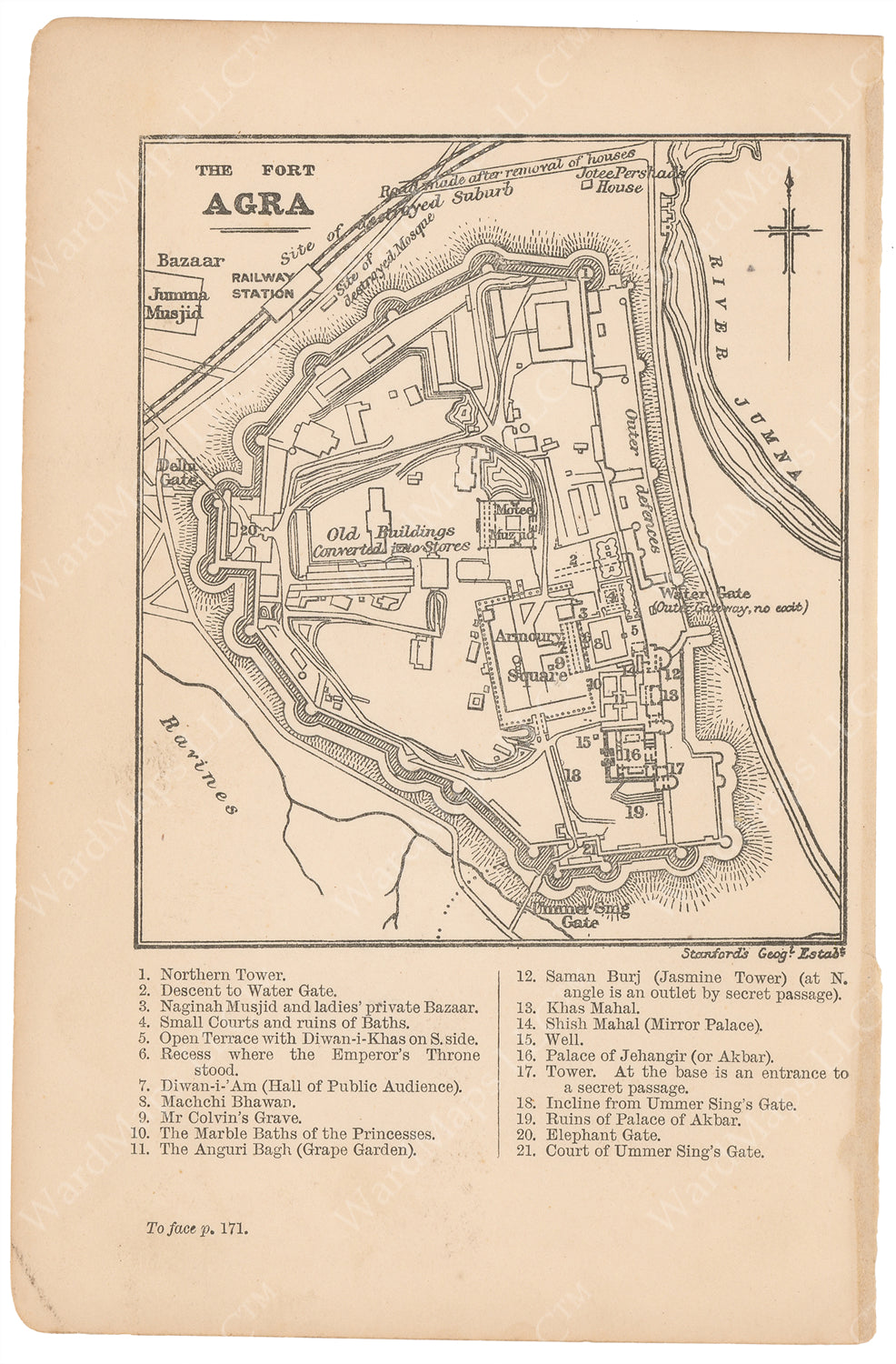 Agra, India 1903: Fort