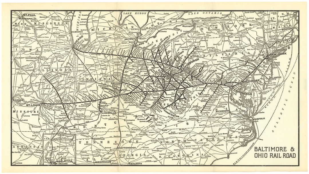 Baltimore & Ohio Railroad System Map 1923