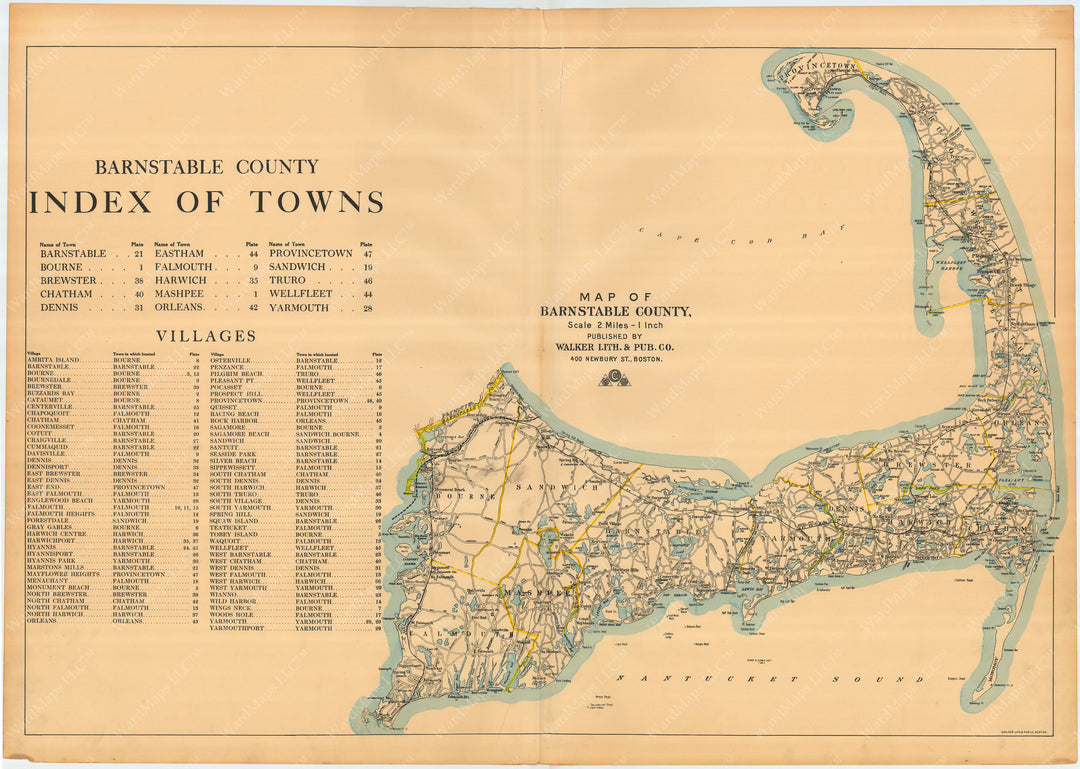 Barnstable County, Massachusetts 1910 Index Map