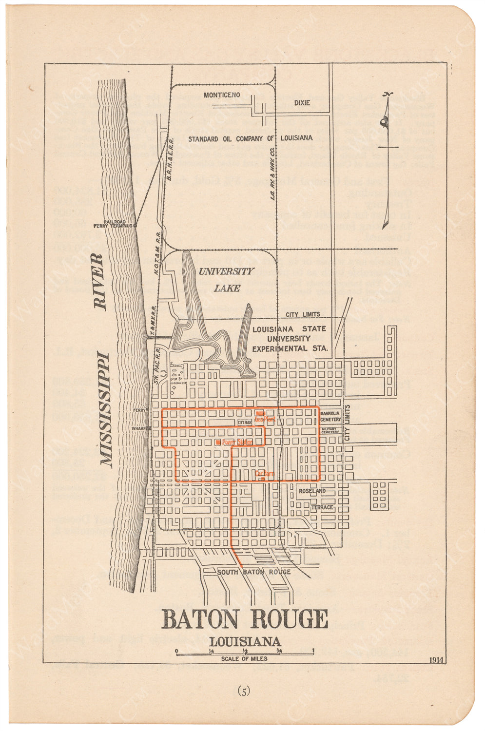 Baton Rouge, Louisiana 1914: Streetcar Lines