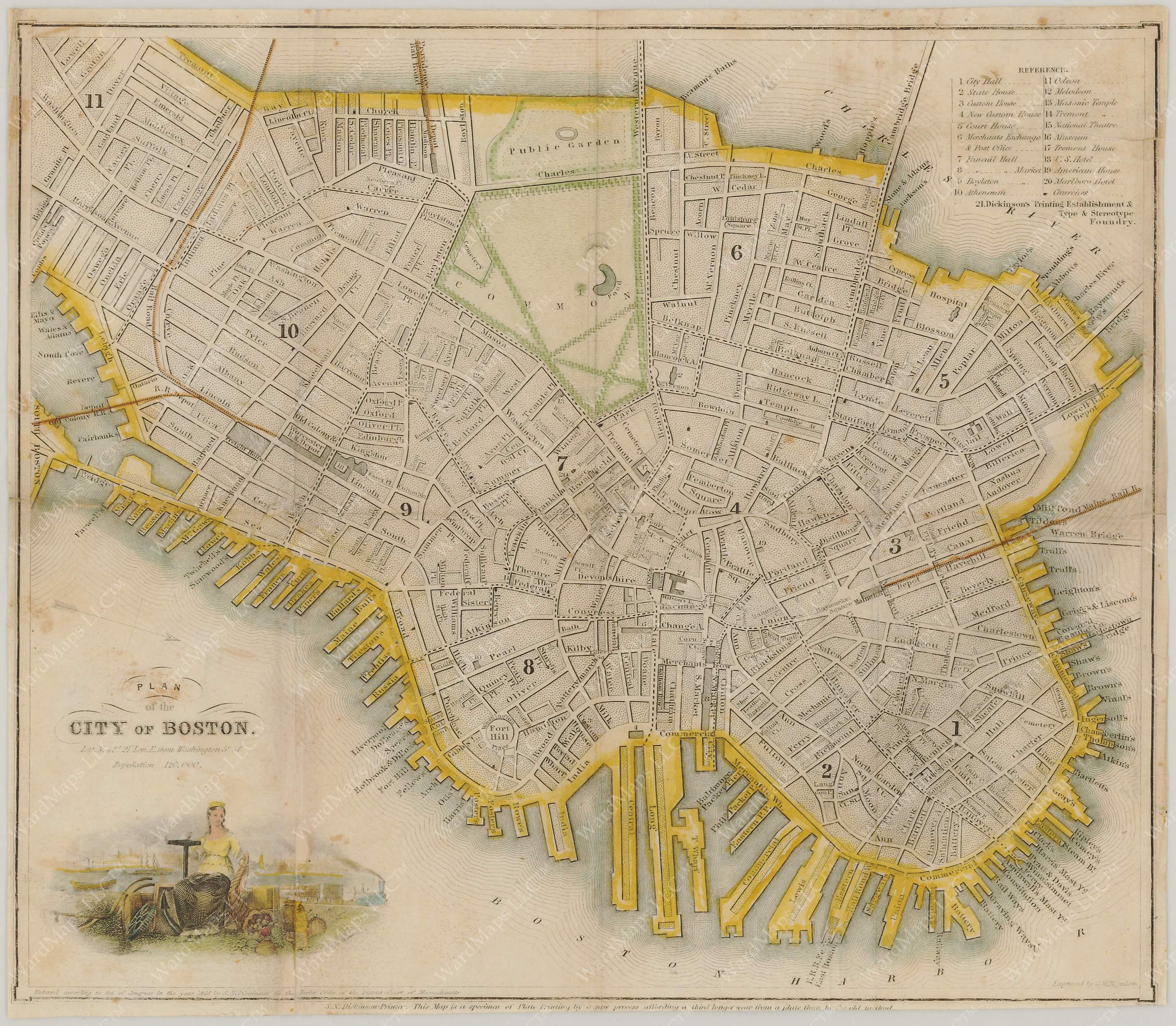 Boston, Massachusetts 1844 WardMaps LLC