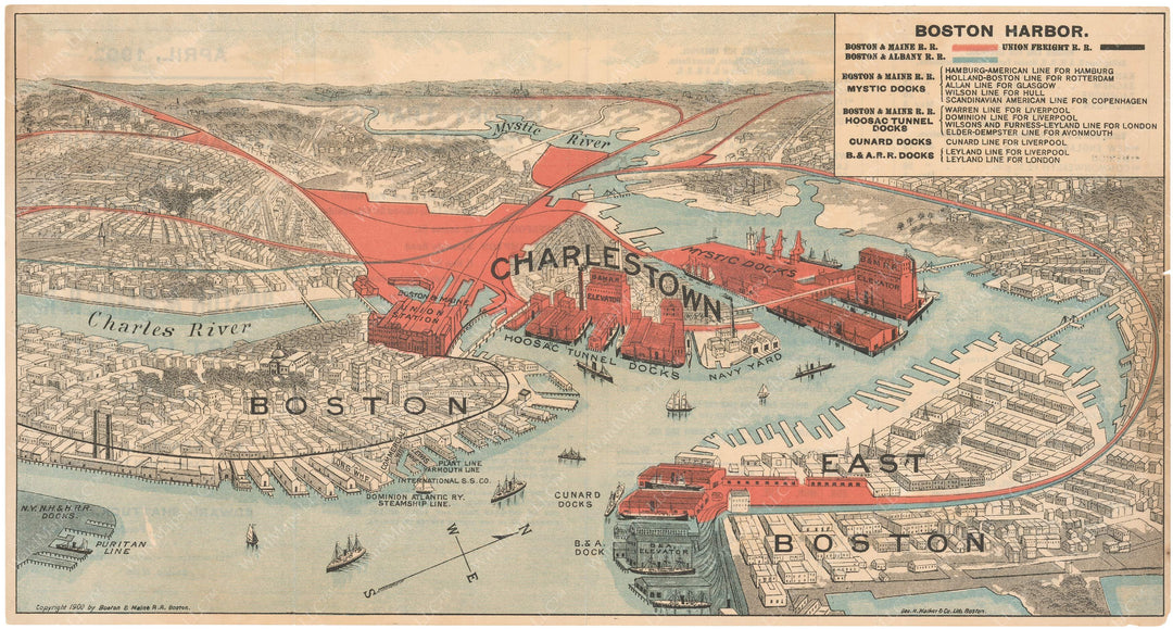 Boston Harbor Railroad Freight Facilities, Massachusetts 1900