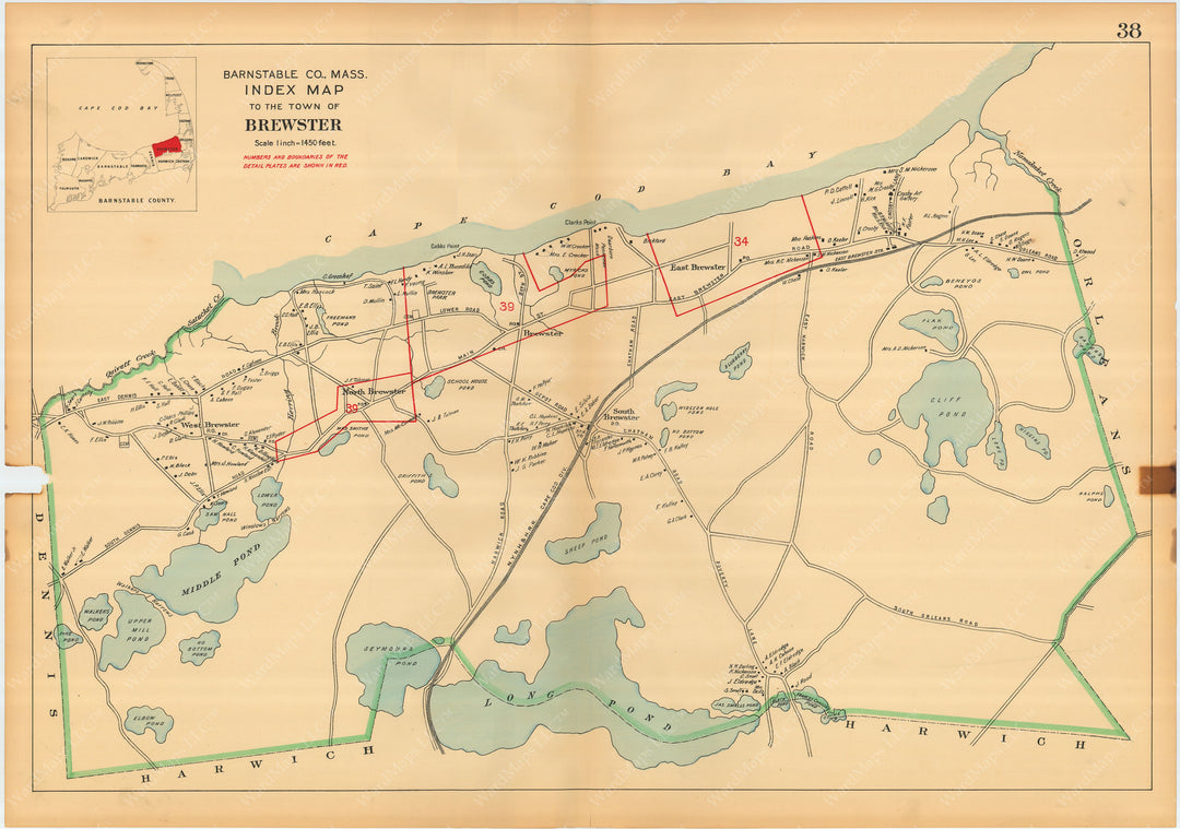 Barnstable County, Massachusetts 1910 Plate 038: Brewster