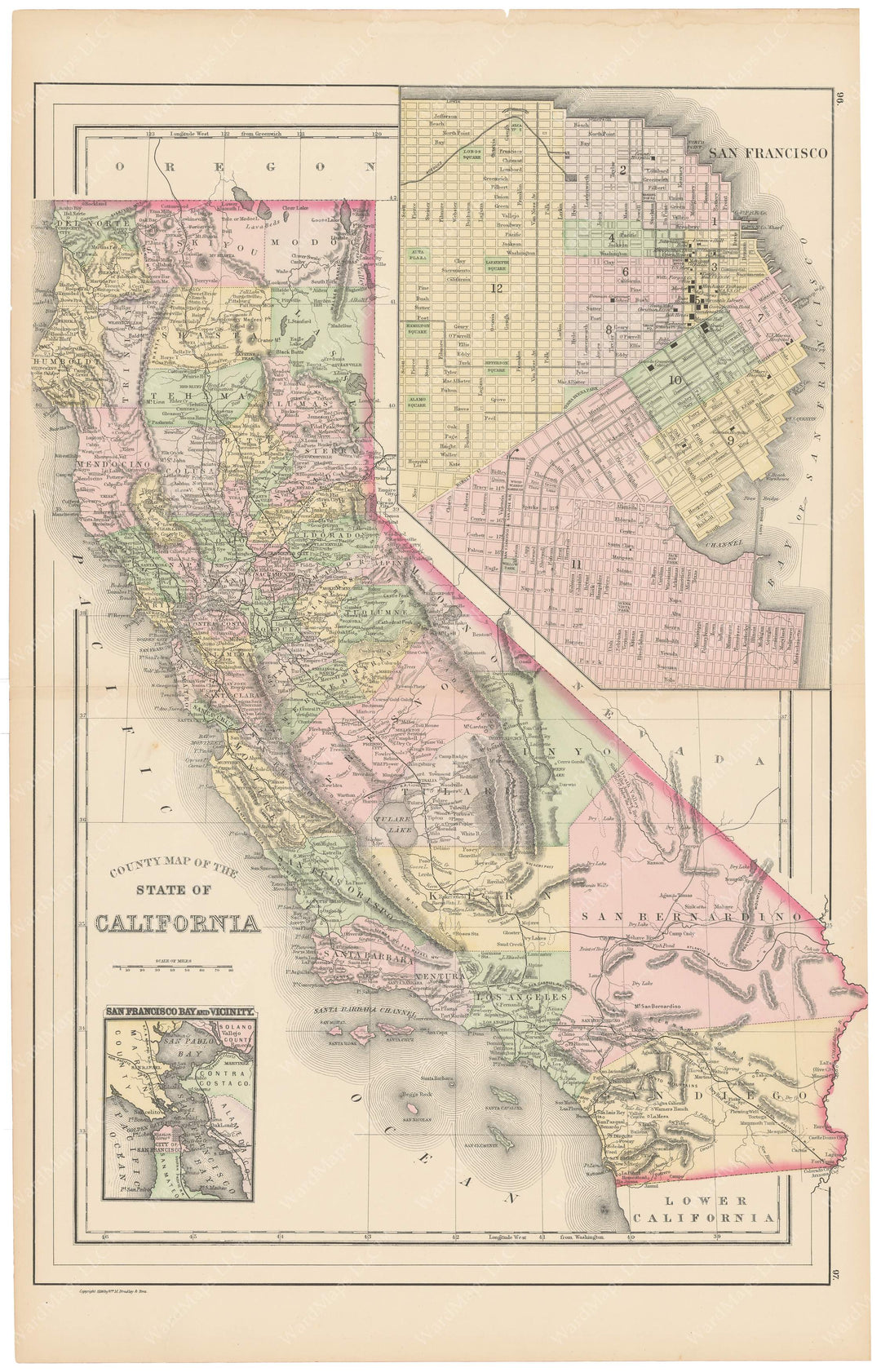 California 1886 with San Francisco Inset