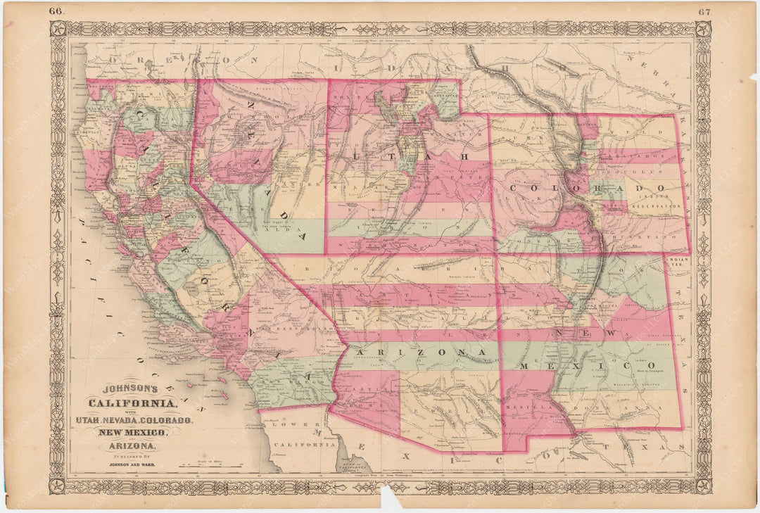 Arizona, California, Colorado, Nevada, New Mexico, and Utah 1865